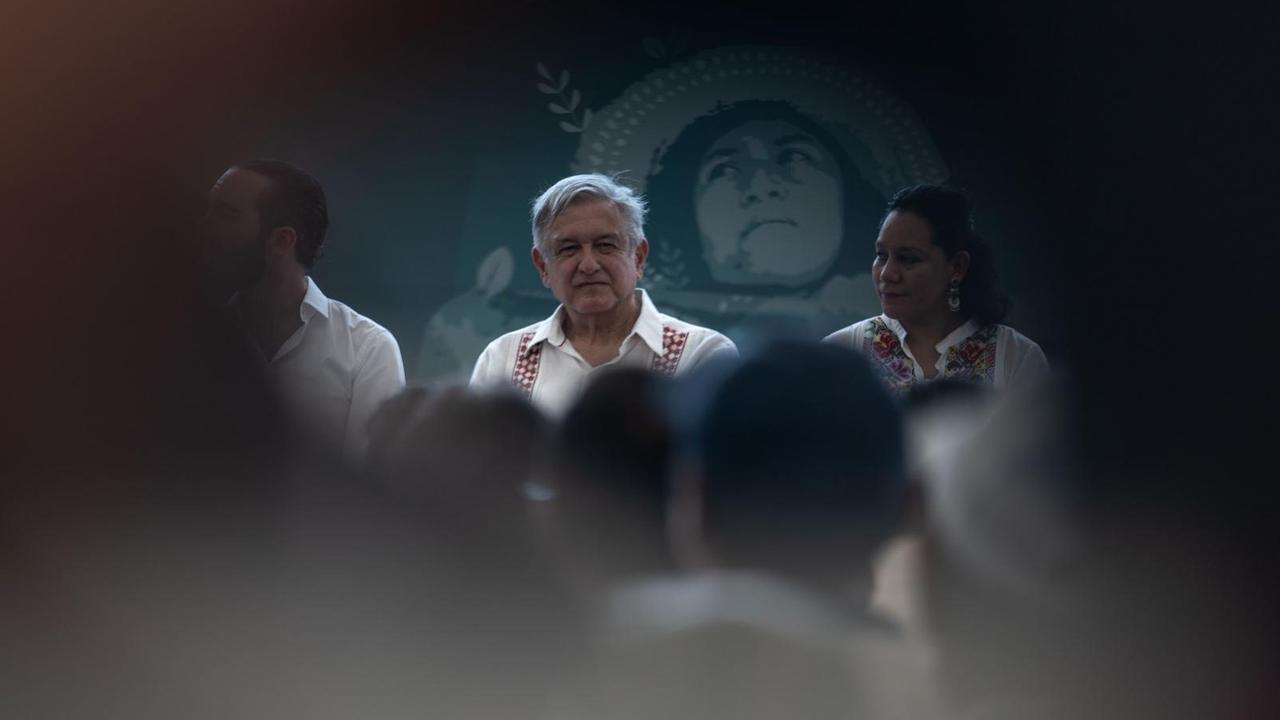 Der mexikanische Präsident Andrés Manuel López Obrador auf einer bei einer Aufforstungsinitiative im Juni 2019. Der mexikanische Präsident Andrés Manuel López Obrador auf einer bei einer Aufforstungsinitiative im Juni 2019.