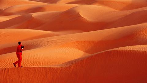 Die Sandwüste Taklamakan im Tarim-Becken in Nordwest-China.