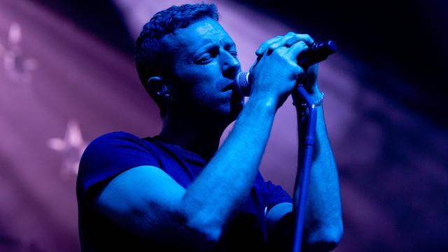 Chris Martin, Sänger der britischen Band Coldplay, aufgenommen bei einem Konzert 2014 in München