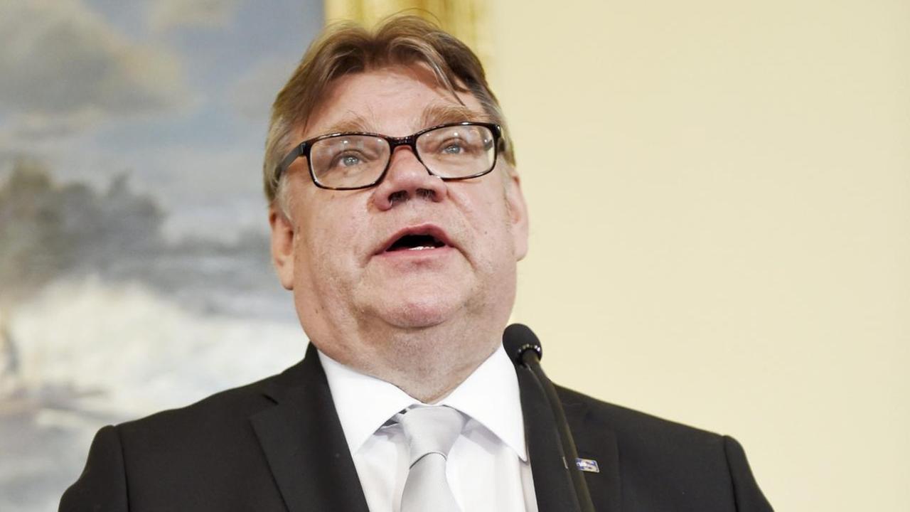 New Finnish Prime Minister, Centre Party's chairman Juha Sipila's government in a press conferance in Helsinki, Finland on May 29, 2015. Finland's new three-party coalition government took office on Friday. The Foreign Minister Timo Soini. LEHTIKUVA / Antti Aimo-Koivisto FINLAND OUT. NO THIRD PARTY SALES.