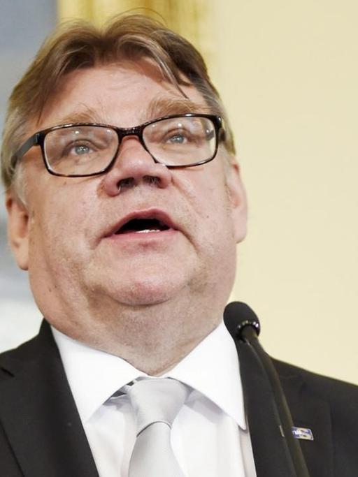 New Finnish Prime Minister, Centre Party's chairman Juha Sipila's government in a press conferance in Helsinki, Finland on May 29, 2015. Finland's new three-party coalition government took office on Friday. The Foreign Minister Timo Soini. LEHTIKUVA / Antti Aimo-Koivisto FINLAND OUT. NO THIRD PARTY SALES.