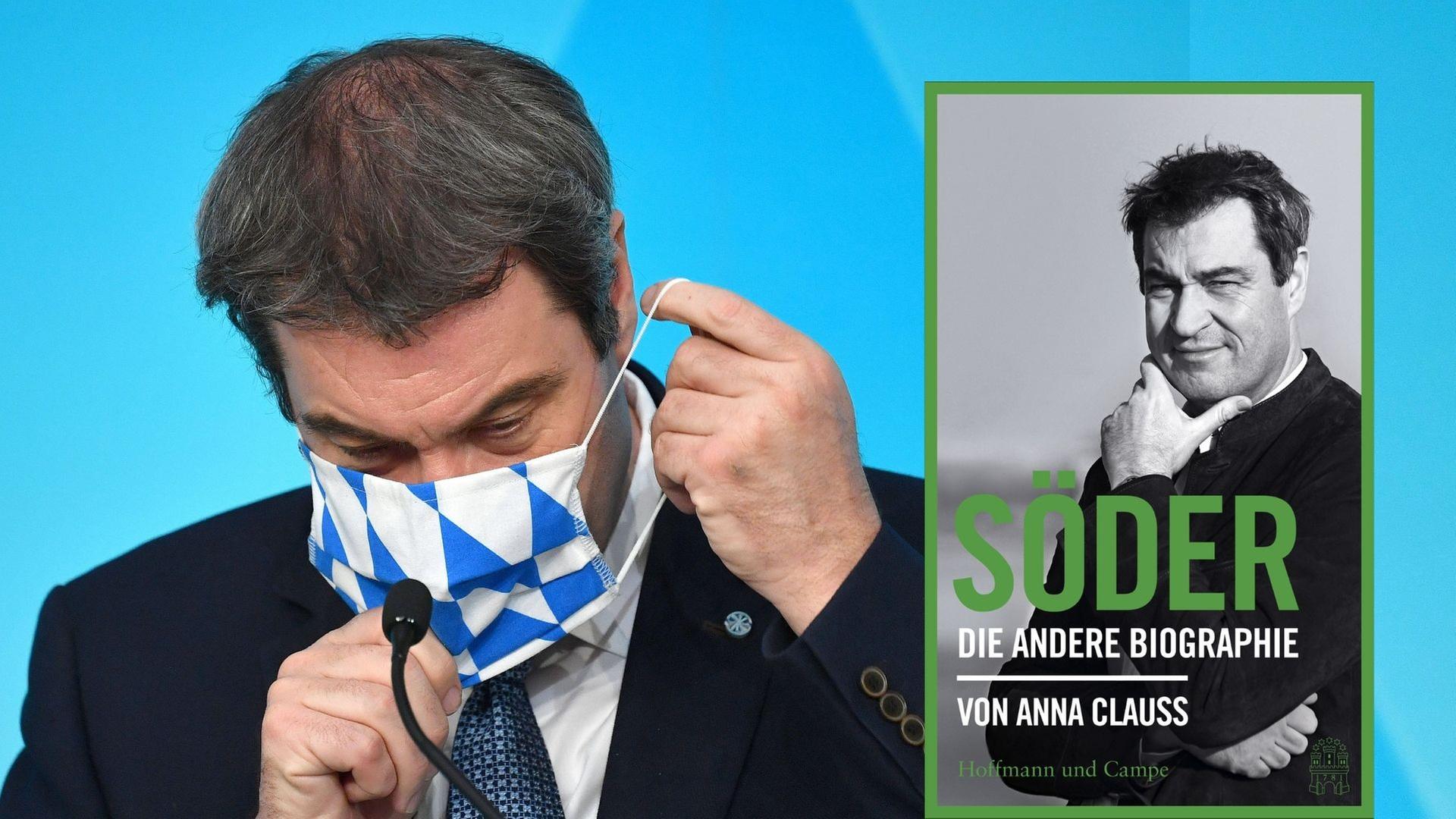 Der Bayrische Ministerpräsident Markus Söder und das Buch von Anna Clauß: "Söder. Die andere Biographie"