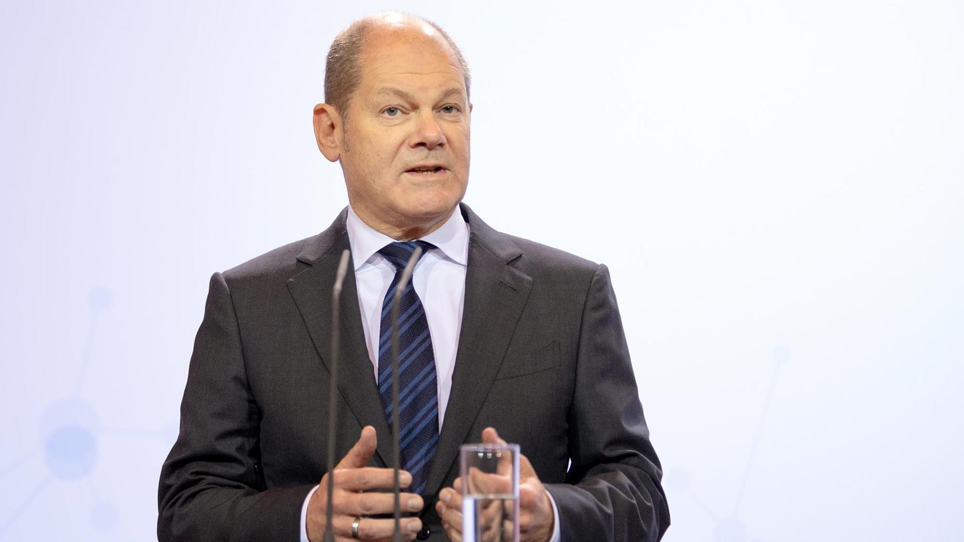 Bundesfinanzminister Olaf Scholz (SPD) bei einem Pressestatement Bundesfinanzminister Olaf Scholz (SPD) bei einem Pressestatement
