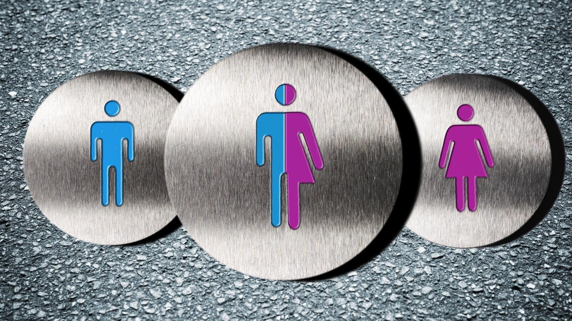 Piktogramm von Mann und Frau gemischt, Intersexualität Piktogramm von Mann und Frau gemischt, Intersexualität