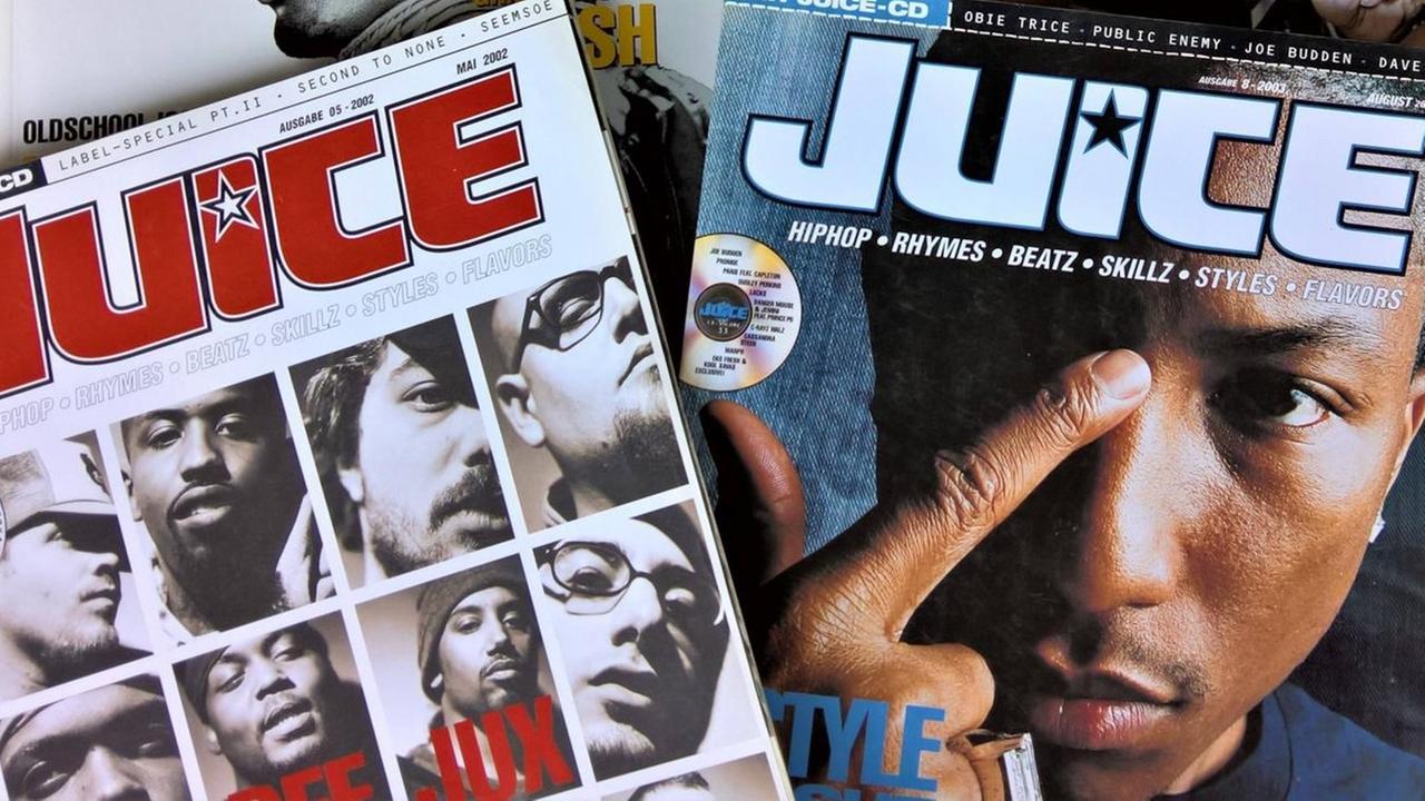 Das Bild zeigt vier Ausgaben des HipHop-Magazins "Juice". Das Bild zeigt vier Ausgaben des HipHop-Magazins "Juice".