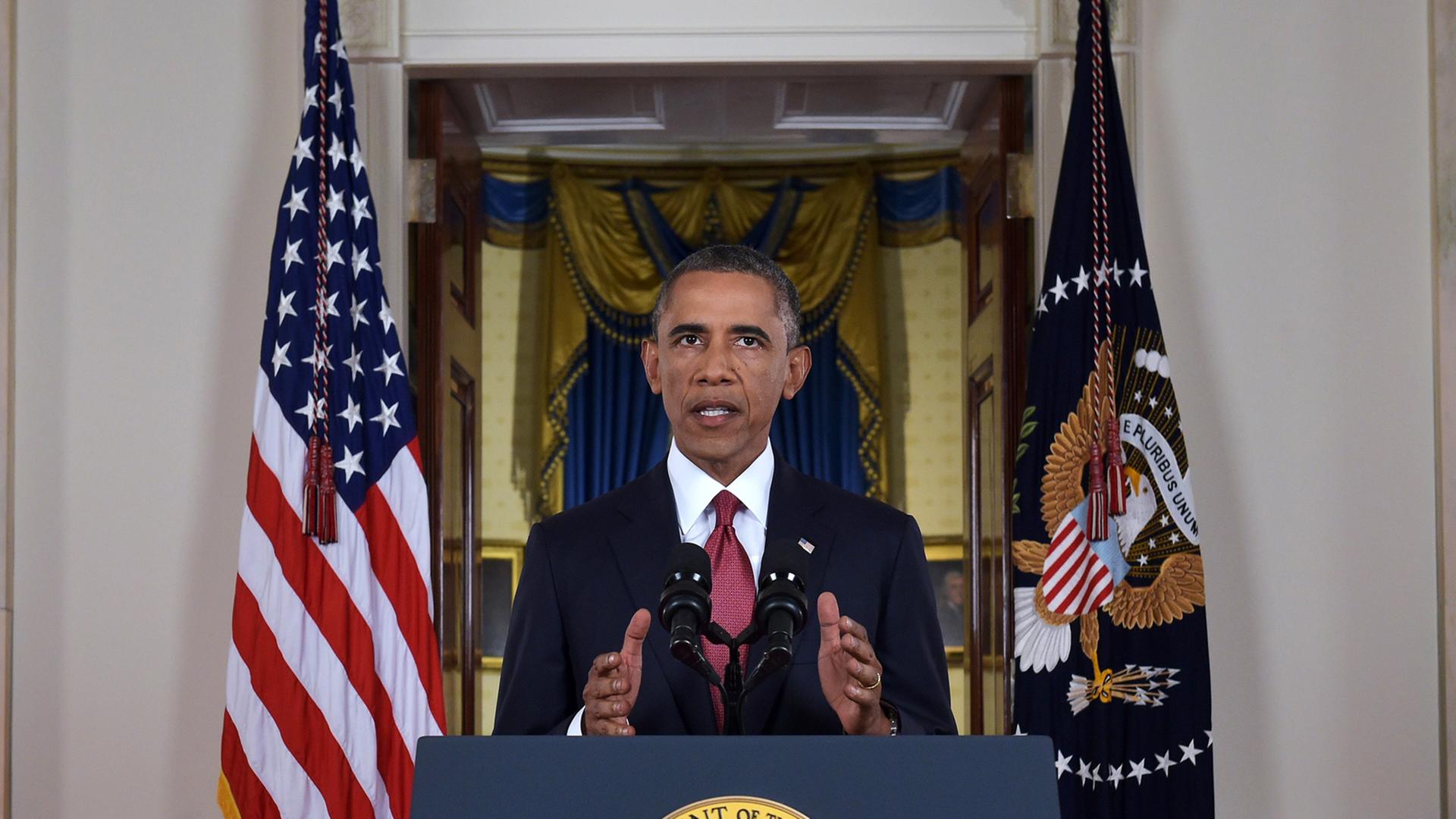 US-Präsident Barack Obama hält am 10. September 2014 im Weißen Haus in Washington eine Rede an die Nation. US-Präsident Barack Obama hält am 10. September 2014 im Weißen Haus in Washington eine Rede an die Nation.