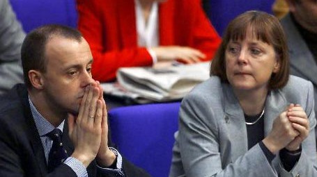 Friedrich Merz und Angela Merkel im Deutschen Bundestag, 2004 Friedrich Merz und Angela Merkel im Deutschen Bundestag, 2004