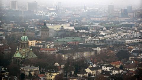Blick vom Fernmeldeturm Mannheim über die Stadt