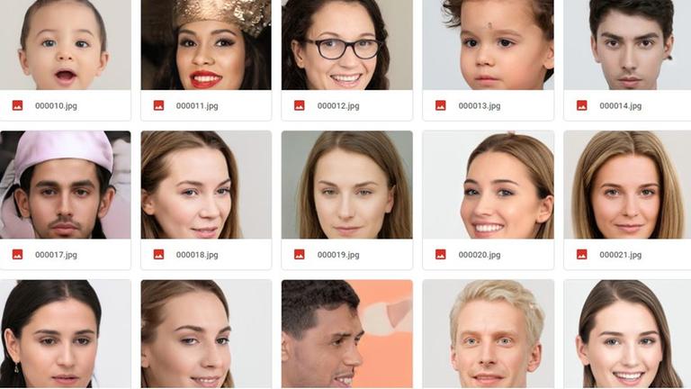 Eine Collage von verschiedenen Models unterschiedlicher Ethnien, aus denen künstliche Stock Fotos generiert werden. Eine Bildagentur hat 100.000 Porträtfotos von einer künstlichen Intelligenz generieren lassen.