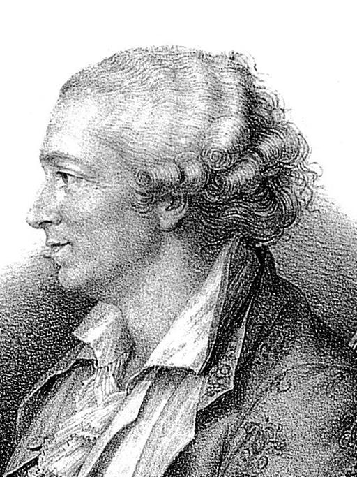 Zeitgenössisches Porträt des französischen Schriftstellers Pierre Augustin Caron de Beaumarchais (1732-1799).