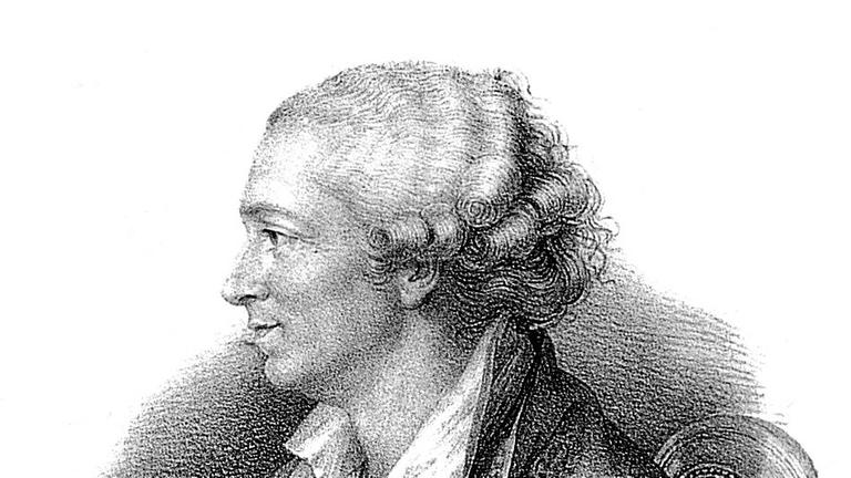 Zeitgenössisches Porträt des französischen Schriftstellers Pierre Augustin Caron de Beaumarchais (1732-1799). Zeitgenössisches Porträt des französischen Schriftstellers Pierre Augustin Caron de Beaumarchais (1732-1799).