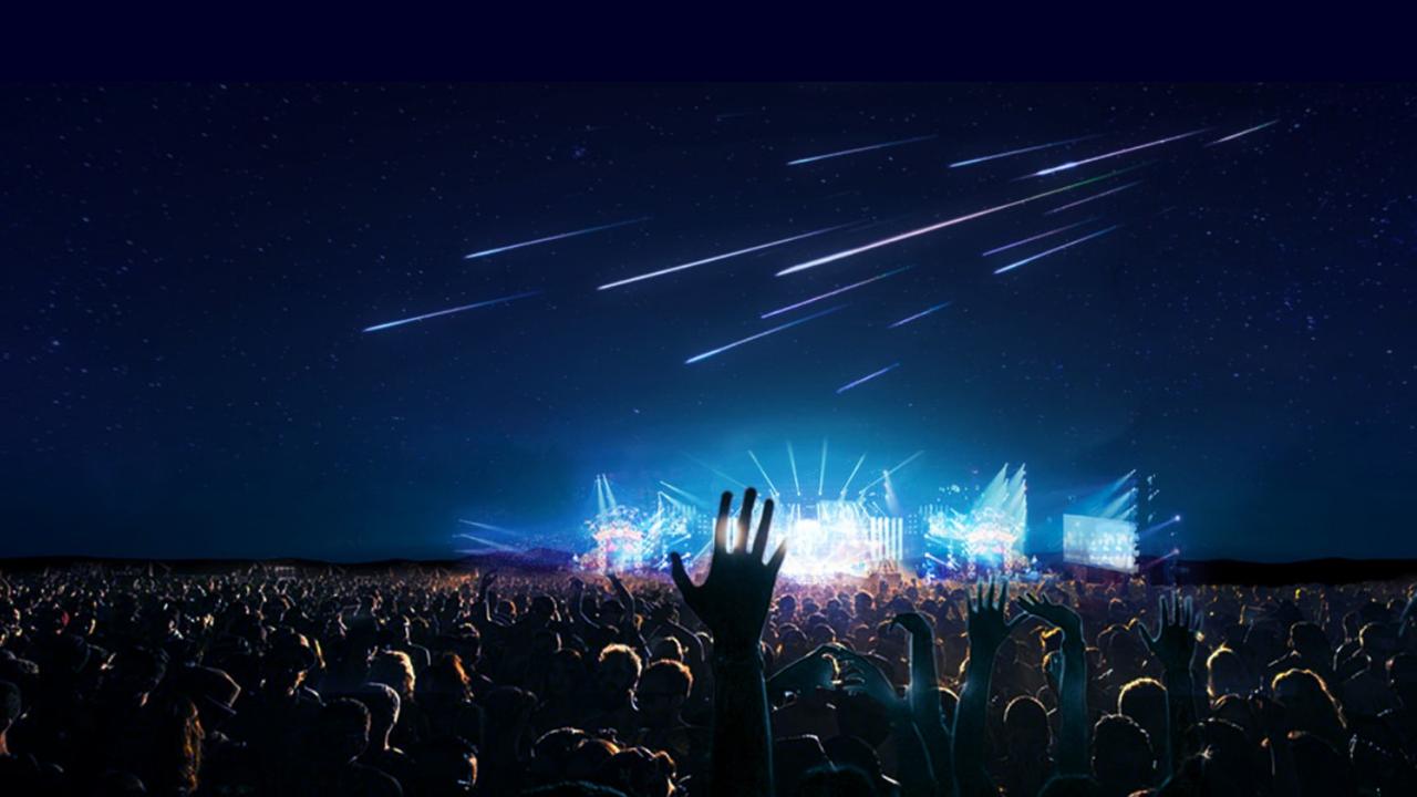 So könnte es aussehen: Künstliche Sternschnuppen über einem Popkonzert (Animation) So könnte es aussehen: Künstliche Sternschnuppen über einem Popkonzert (Animation)