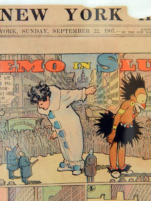 Eine Original-Titelseite des "New York Herald" mit "Little Nemo in Slumberland" (1907) von dem amerikanischen Karikaturisten und Comiczeichner Winsor McCay (1869 - 1934) wird im Wilhelm Busch Museum gezeigt.