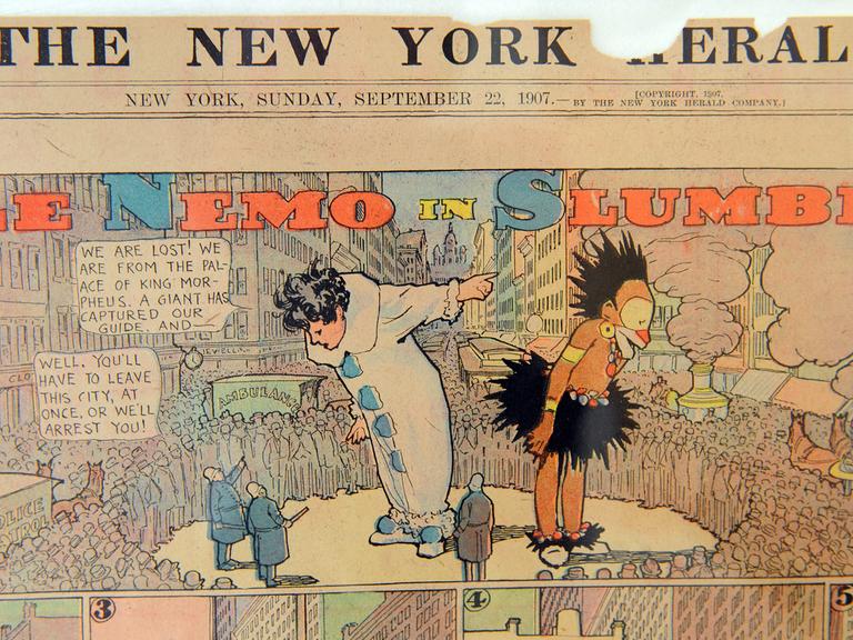 Eine Original-Titelseite des "New York Herald" mit "Little Nemo in Slumberland" (1907) von dem amerikanischen Karikaturisten und Comiczeichner Winsor McCay (1869 - 1934) wird im Wilhelm Busch Museum gezeigt.