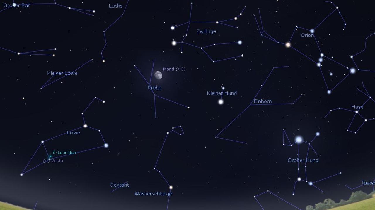 Der Mond steht heute Nacht im Sternbild Krebs Der Mond steht heute Nacht im Sternbild Krebs