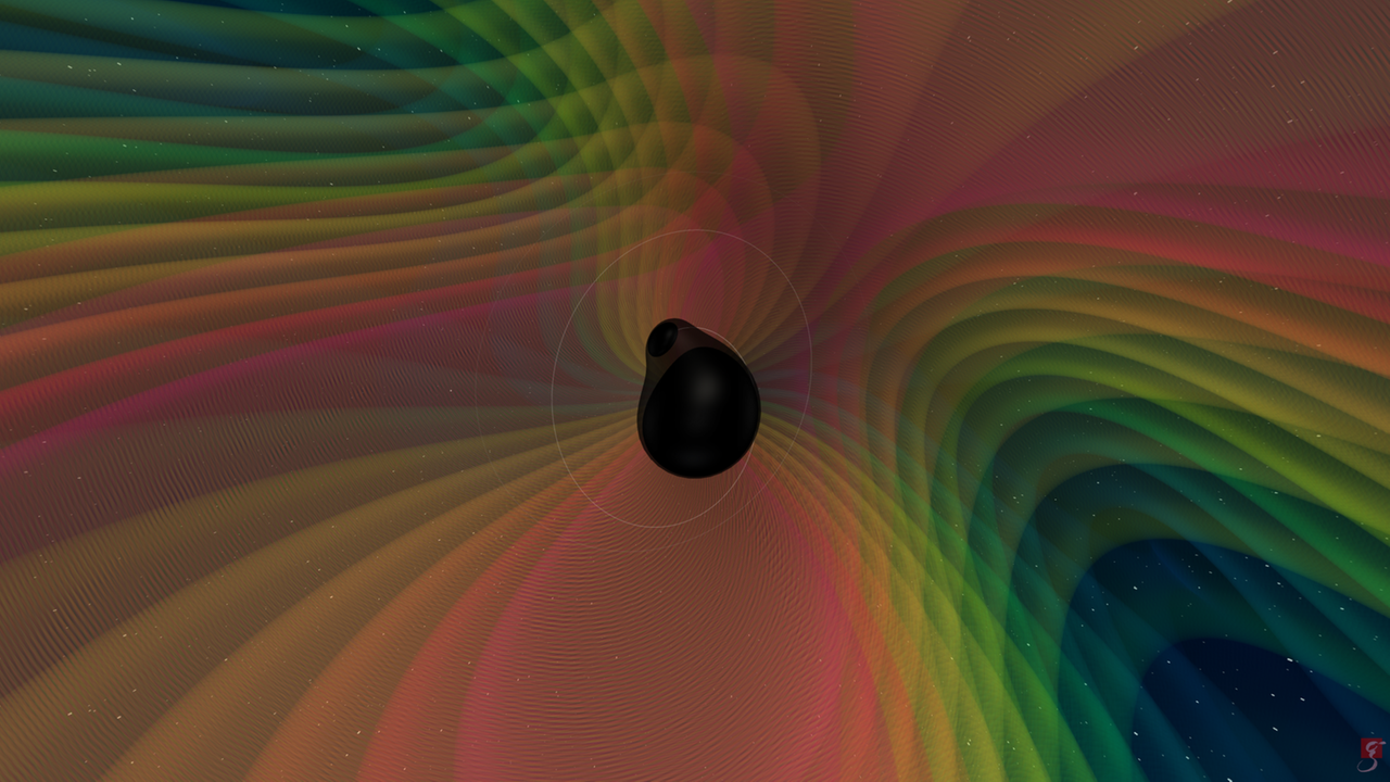 Numerische Simulation der Verschmelzung zweier Schwarzer Löcher mit sehr unterschiedlichen Massen und präzidierender Bahnebene. Das simulierte Gravitationswellensignal stimmt mit der Beobachtung überein, die von den Gravitationswellendetektoren LIGO und Virgo am 12. April 2019 gemacht wurde (GW190412). Numerische Simulation der Verschmelzung zweier Schwarzer Löcher mit sehr unterschiedlichen Massen und präzidierender Bahnebene. Das simulierte Gravitationswellensignal stimmt mit der Beobachtung überein, die von den Gravitationswellendetektoren LIGO und Virgo am 12. April 2019 gemacht wurde (GW190412).