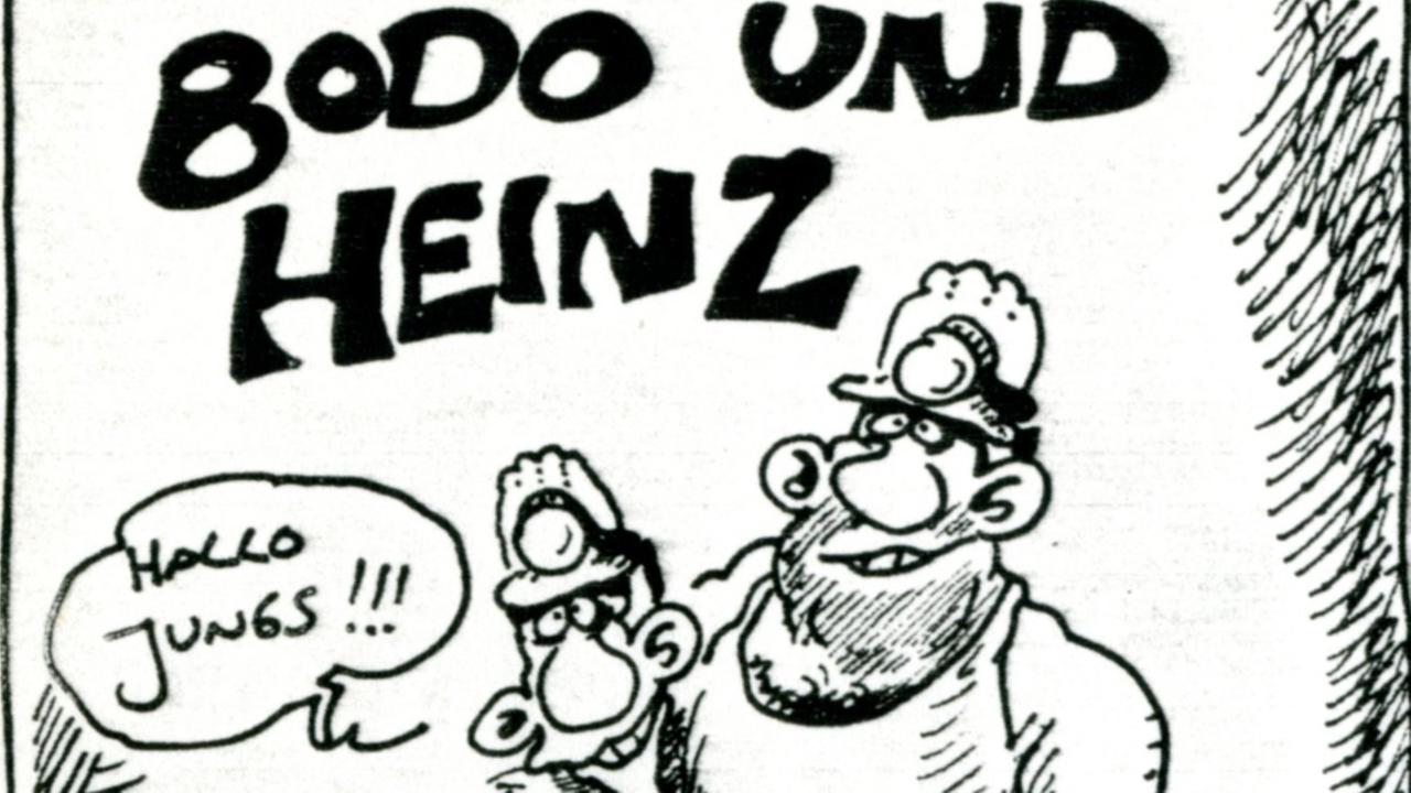 Ein Ausschnitt aus dem Comic "Bodo und Heinz" von Ralf König. Zu sehen sind die zwei Protagonisten als Bergmänner Ein Ausschnitt aus dem Comic "Bodo und Heinz" von Ralf König. Zu sehen sind die zwei Protagonisten als Bergmänner