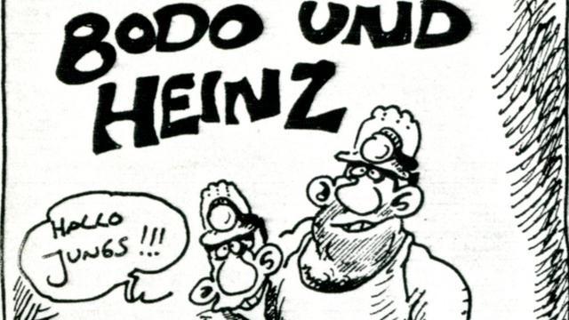 Ein Ausschnitt aus dem Comic "Bodo und Heinz" von Ralf König. Zu sehen sind die zwei Protagonisten als Bergmänner