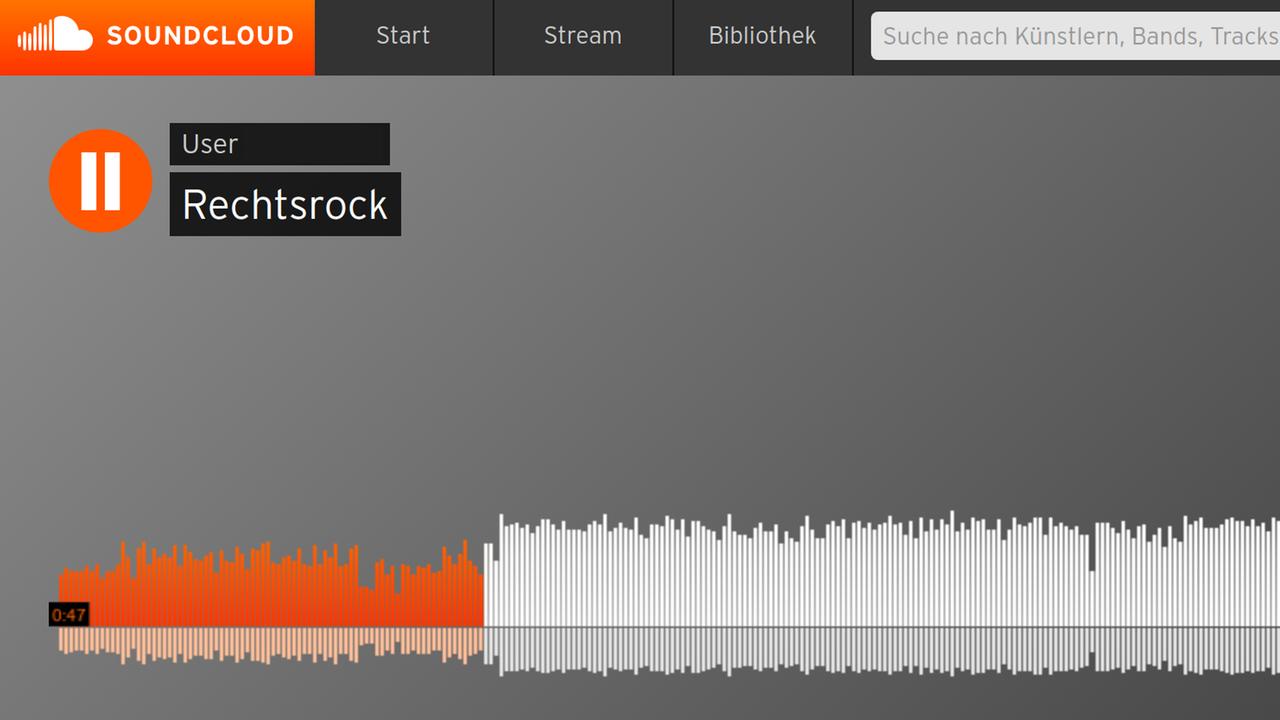 Ein Screenshot der Internetseite Soundcloud mit dem Lied” Rechtsrock”. Ein Screenshot der Internetseite Soundcloud mit dem Lied” Rechtsrock”.