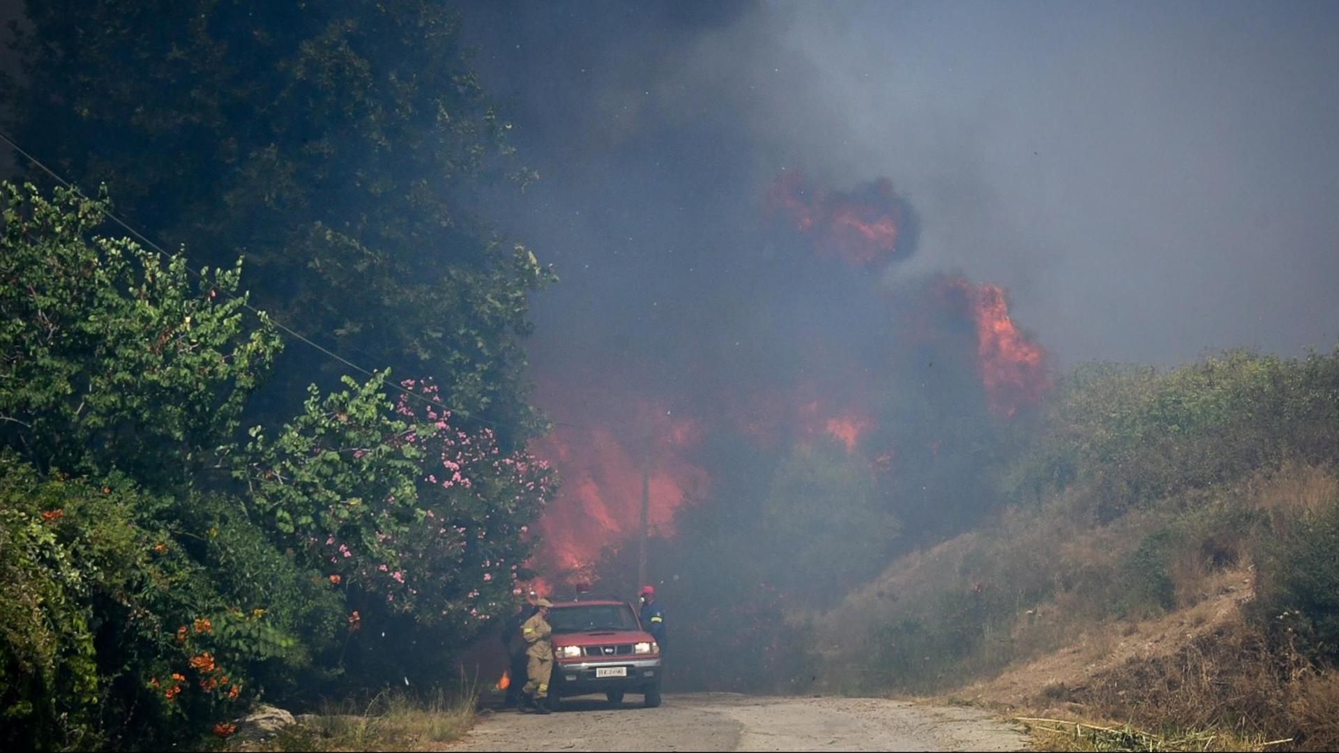 Waldbrand in Elekistra, außerhalb von Patras. Waldbrand in Elekistra, außerhalb von Patras.