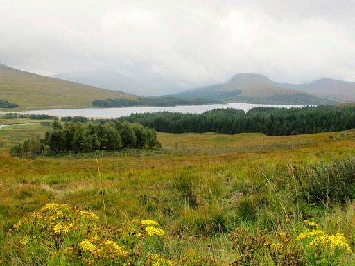 Blick ins Tal Glen Coe in den schottischen Highlands (Großbritannien), aufgenommen am 23.09.2014. Foto: Kathrin Deckart/dpa