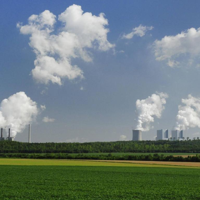 Feldlandschaft mit Kohlekraftwerk