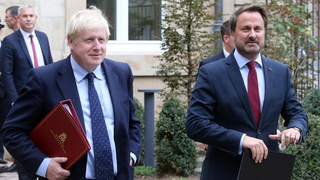 Der britischer Premierminister Boris Johnson und der luxemburgische Regierungschef Xavier Bettel.