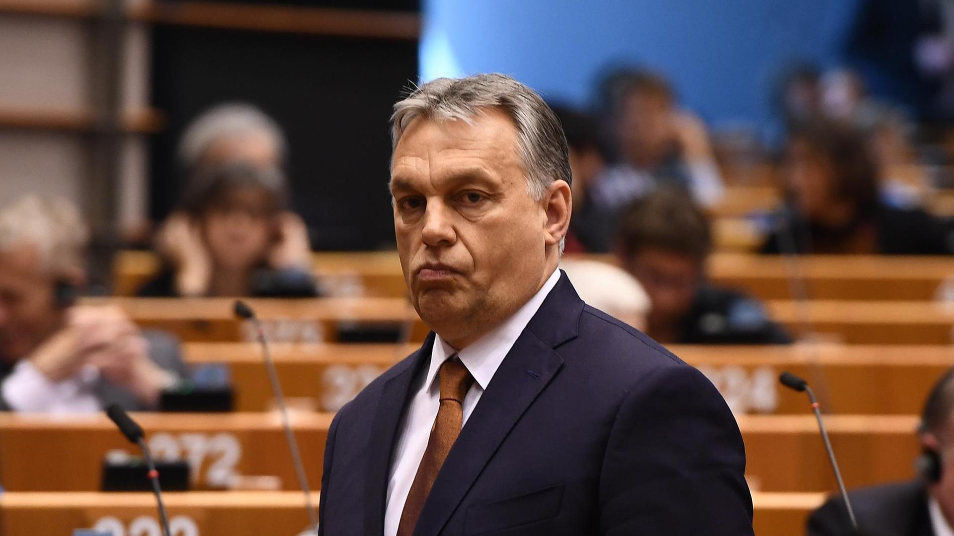 Ungarns Premierminister Viktor Orban im EU-Parlament Ungarns Premierminister Viktor Orban im EU-Parlament