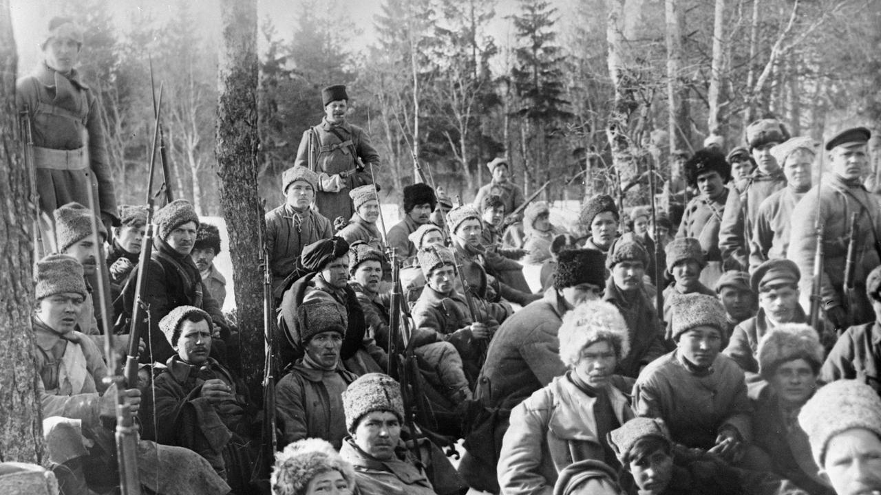 Soldaten der Bolschewiki, die beim Kronstädter Matrosenaufstand 2.-18. März 1921 zur Niederschlagung eingesetzt wurden