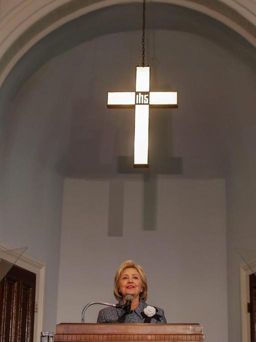 Hillary Clinton speaks during the National Bar Association's 60th Anniversary of the Montgomery Bus Boycott at the Dexter Avenue King Memorial Baptist Church in Montgomery, Alabama, USA, 01 December 2015.