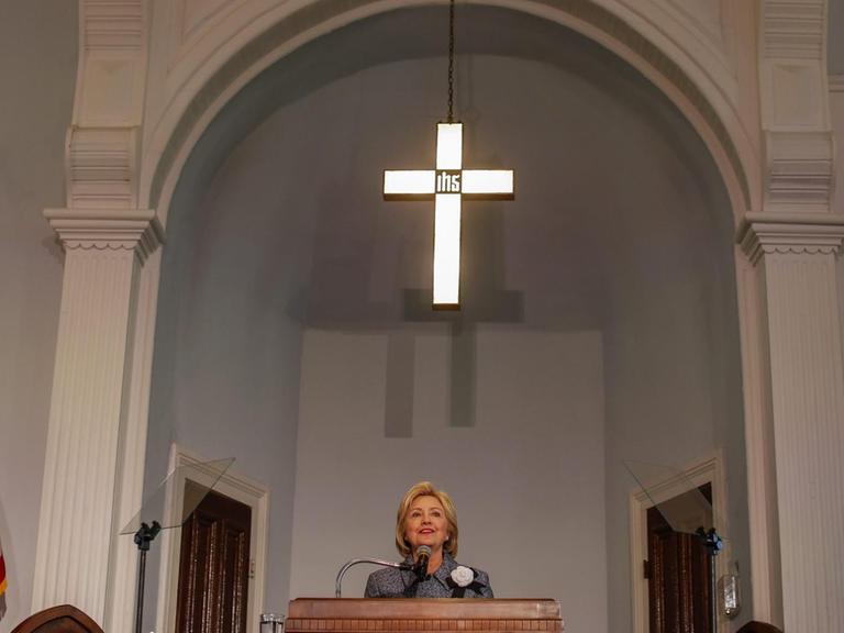 Hillary Clinton speaks during the National Bar Association's 60th Anniversary of the Montgomery Bus Boycott at the Dexter Avenue King Memorial Baptist Church in Montgomery, Alabama, USA, 01 December 2015.