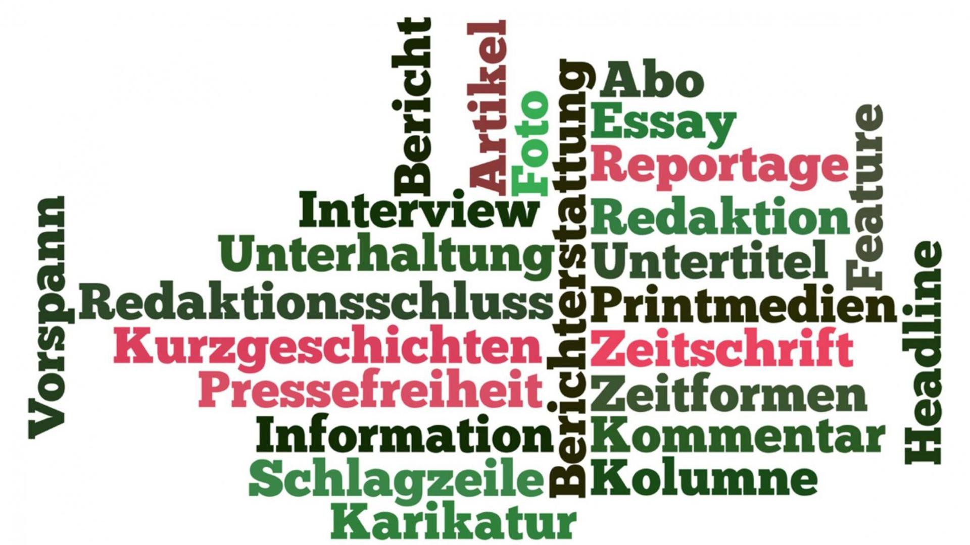Schlagwortwolke rund um Medien Schlagwortwolke rund um Medien