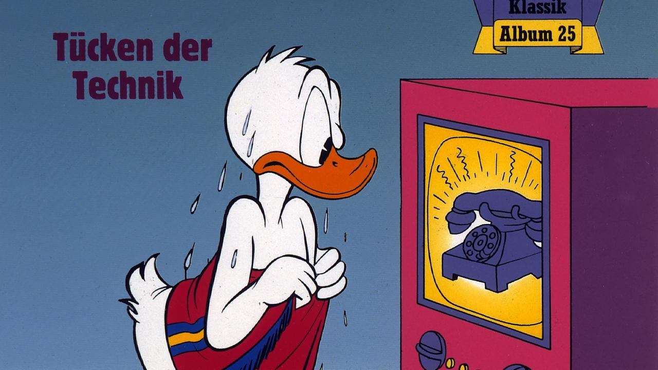 Das Titelbild des Walt Disney-Taschenbuches "Tücken der Technik", Klassik Album 25 aus der Reihe "Die besten Geschichten mit Donald Duck" , erschienen im ehepa-Verlag. Das Titelbild des Walt Disney-Taschenbuches "Tücken der Technik", Klassik Album 25 aus der Reihe "Die besten Geschichten mit Donald Duck" , erschienen im ehepa-Verlag.