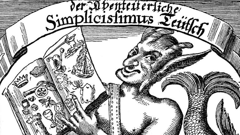 Illustration aus Grimmelshausens Simplicissimus, ein Kupferstich von 1669. Illustration aus Grimmelshausens Simplicissimus, ein Kupferstich von 1669.