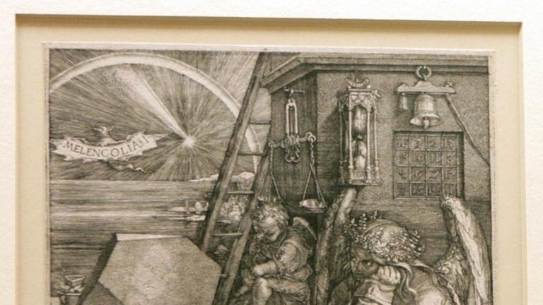 Eine Frau betrachtet am Donnerstag (16.02.2006) in der Neuen Nationalgalerie in Berlin das Bild "Melancholia" von Albrecht Dürer. Das Kunstwerk ist Teil der Ausstellung "Melancholie. Genie und Wahnsinn in der Kunst" die von Freitag (17.02.2006) bis zum 07.05.2006 in der Neuen Nationalgalerie in Berlin fast 400 Gemälde und Skulpturen aus zwei Jahrtausenden zeigt. Eine Frau betrachtet am Donnerstag (16.02.2006) in der Neuen Nationalgalerie in Berlin das Bild "Melancholia" von Albrecht Dürer. Das Kunstwerk ist Teil der Ausstellung "Melancholie. Genie und Wahnsinn in der Kunst" die von Freitag (17.02.2006) bis zum 07.05.2006 in der Neuen Nationalgalerie in Berlin fast 400 Gemälde und Skulpturen aus zwei Jahrtausenden zeigt.