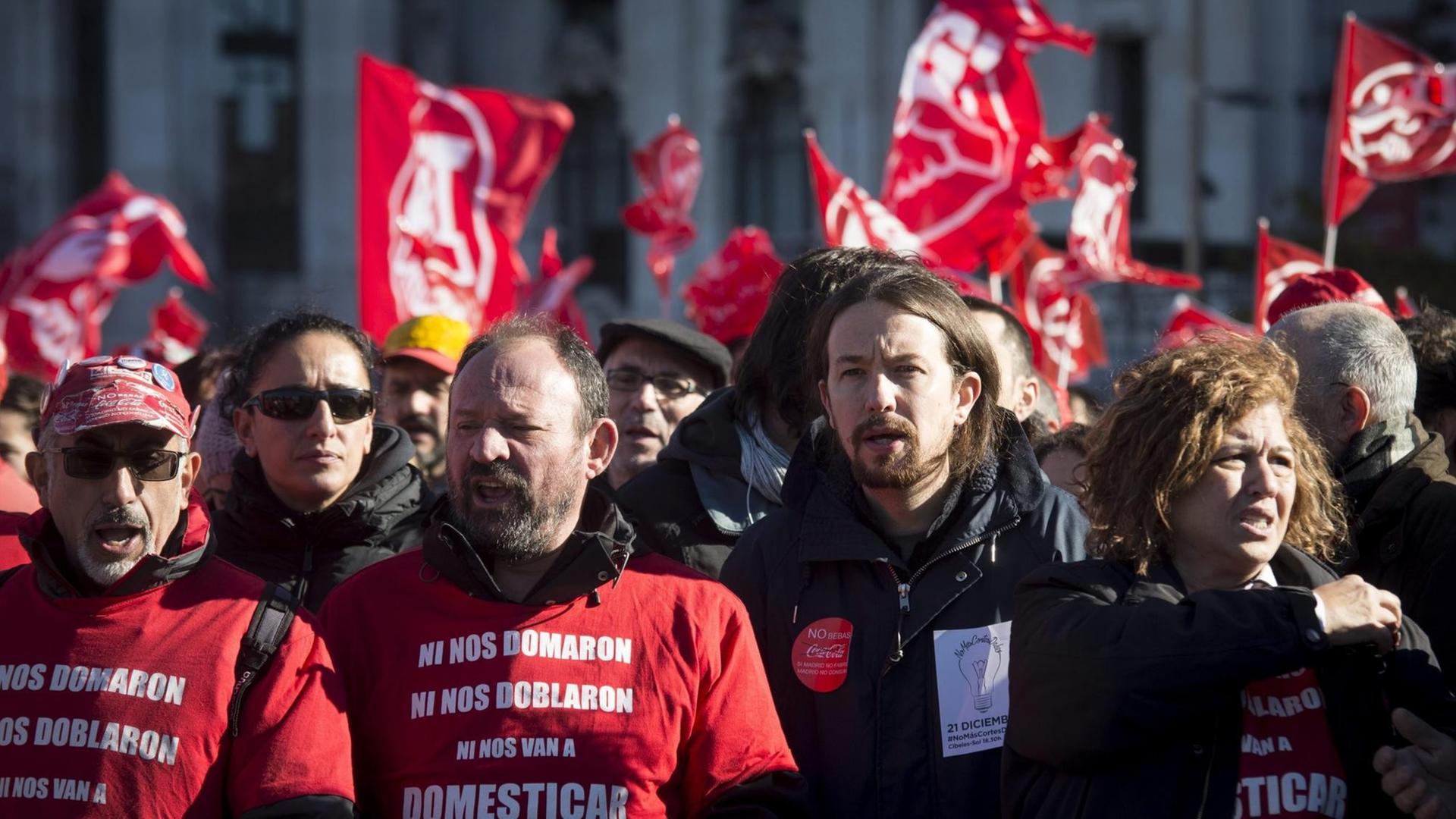 Demonstrationen in Madrid gegen die Sparpolitik der Regierung (18.12.2016). Demonstrationen in Madrid gegen die Sparpolitik der Regierung (18.12.2016).