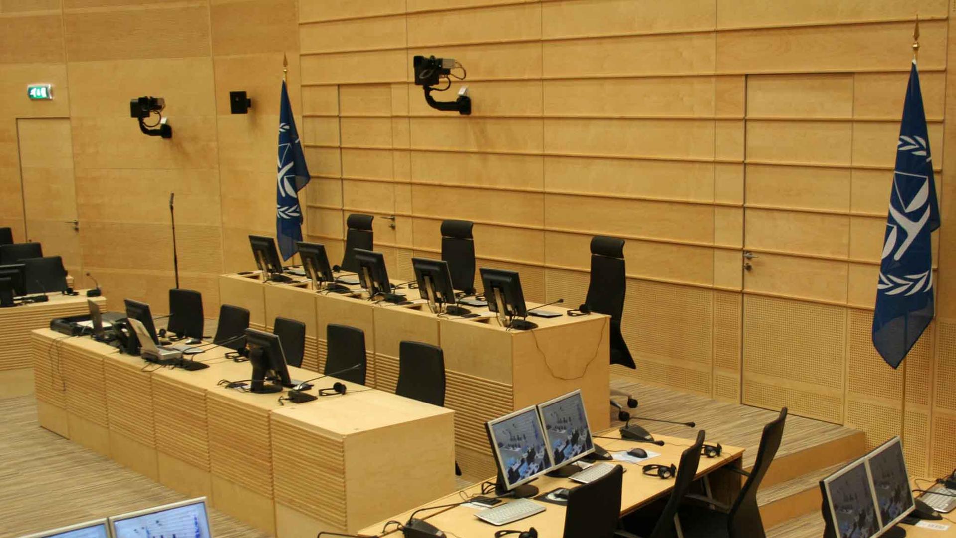 Gerichtssaal im Internationalen Strafgerichtshof in Den Haag
