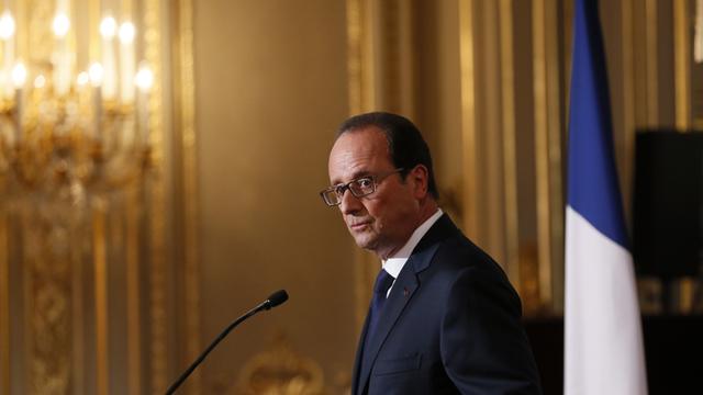 Der französische Staatspräsident Francois Hollande auf seiner Pressekonferenz am 18. September 2014 im Elysee-Palast.