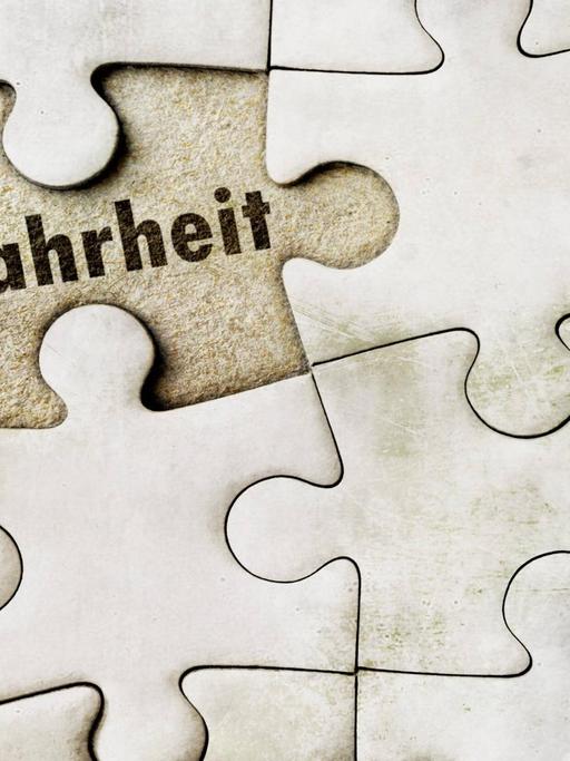 Ein Puzzle in dem ein Stück fehlt. Das Stück ist die Wahrheit. Fehlendes Puzzleteil Wahrheit missing Part puzzle Truth