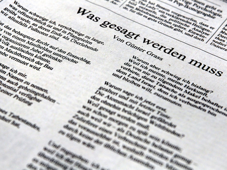 Das Gedicht "Was gesagt werden muss" druckte die Süddeutsche Zeitung am 4.4. ab Das Gedicht "Was gesagt werden muss" druckte die Süddeutsche Zeitung am 4.4. ab
