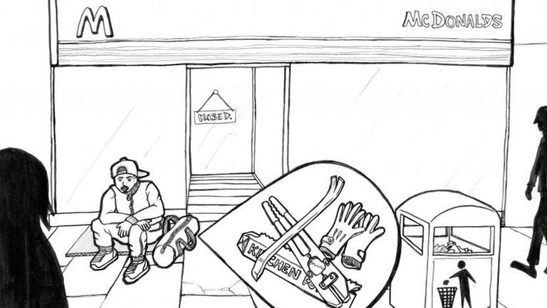 Seite aus der Graphic Novel "Book of Homelessnes". Seite aus der Graphic Novel "Book of Homelessnes".