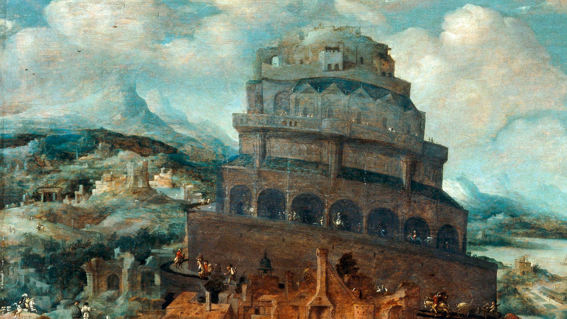 Turmbau zu Babel, Jan van Scorel (1495-1562), zugeschrieben, Öl auf Holz. Turmbau zu Babel, Jan van Scorel (1495-1562), zugeschrieben, Öl auf Holz.