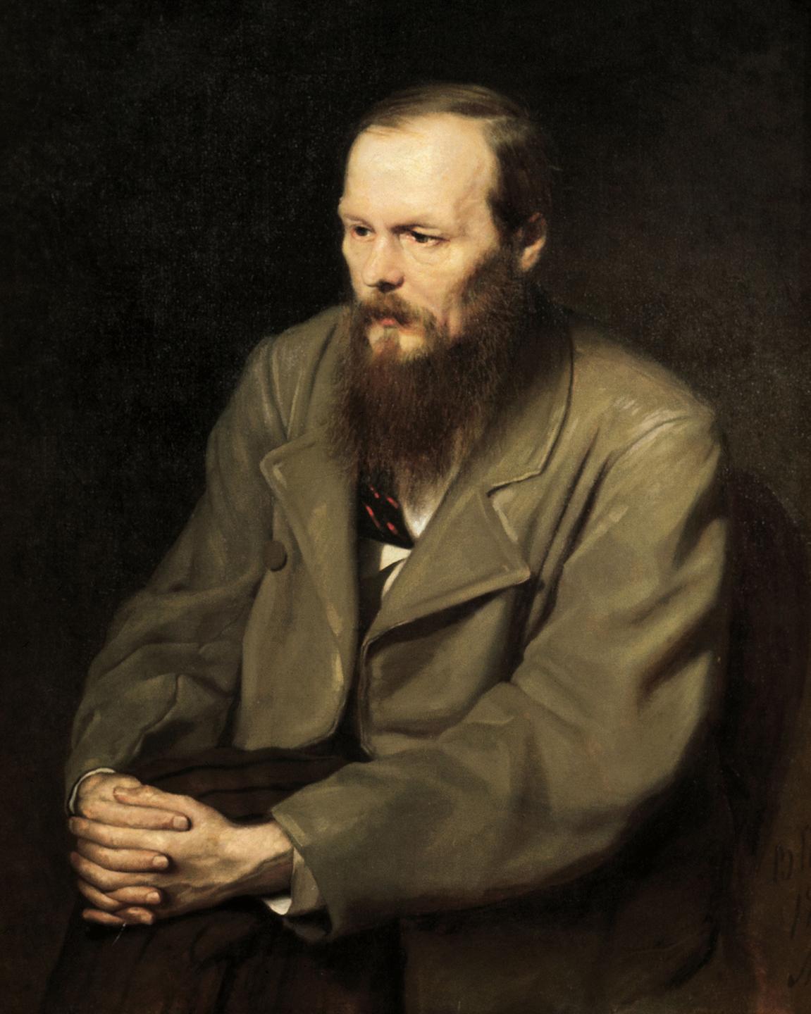 Der russische Dichter Fjodor Michailowitsch Dostojewski nach einem Porträt des Malers Perow. 