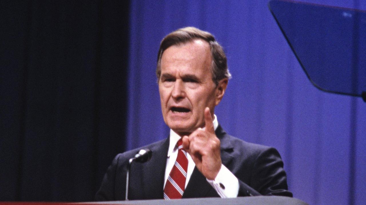 Der ehemalige US-Präsident Georg H.W. Bush bei einer Rede vor Parteimitgliedern