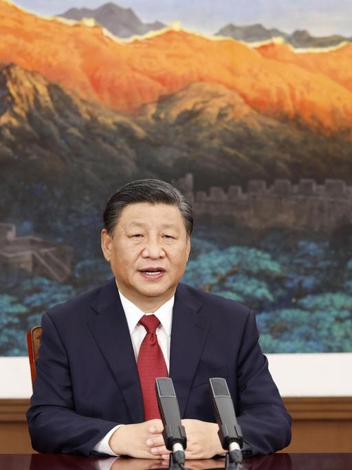 Der chinesische Präsident Xi Jinping bei der Ansprache der UN Vollversammlung am 21. September 2021, per Videoschalte