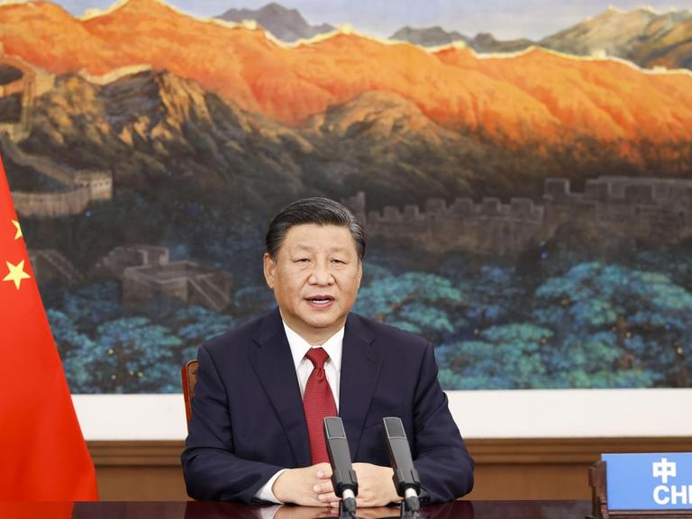 Der chinesische Präsident Xi Jinping bei der Ansprache der UN Vollversammlung am 21. September 2021, per Videoschalte