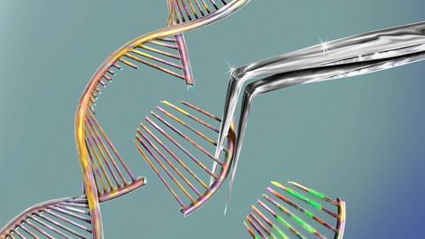Illustration einer Schere, die ein DNA Molekül modifiziert