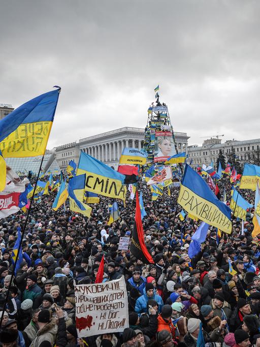 Demonstranten in Kiew, die die EU-Integration ihres Landes fordern.