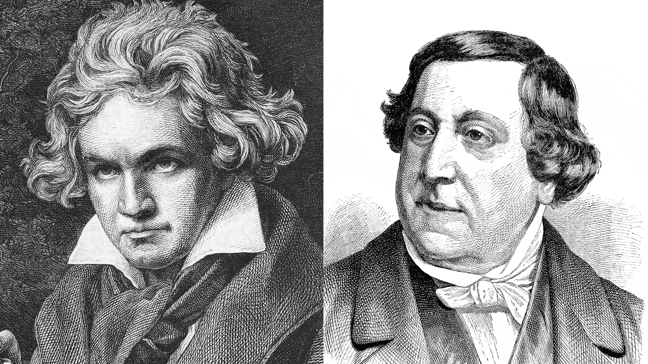 Porträts von Beethoven (links) und Rossini (rechts) Porträts von Beethoven (links) und Rossini (rechts)