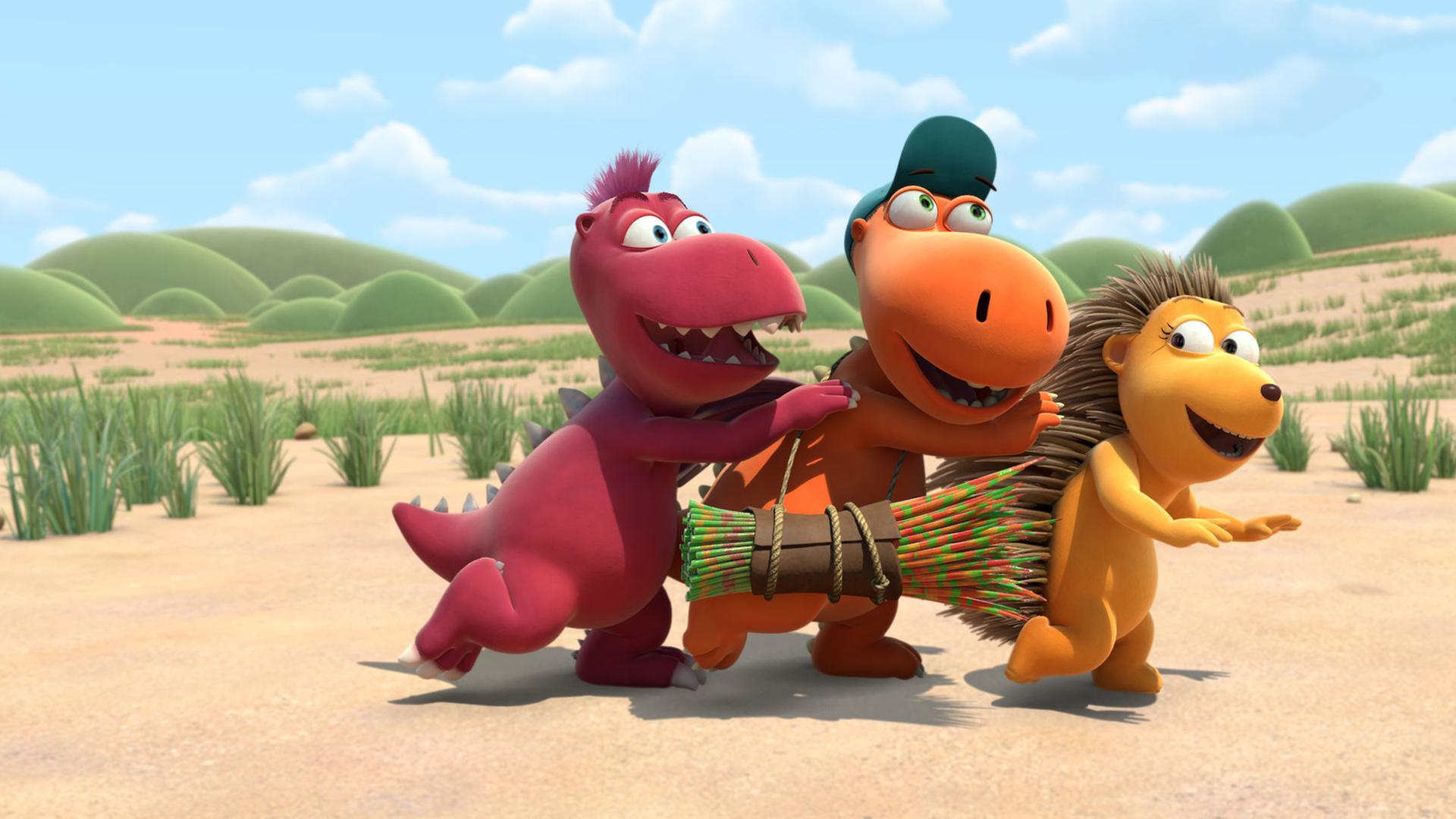 Der kleine Drache Kokosnuss (M.) zusammen mit seinen Freunden Oscar (l.) und Matilda (r. in einer Szene des Kinofilms "Der kleine Drache Kokosnuss". Der kleine Drache Kokosnuss (M.) zusammen mit seinen Freunden Oscar (l.) und Matilda (r. in einer Szene des Kinofilms "Der kleine Drache Kokosnuss".